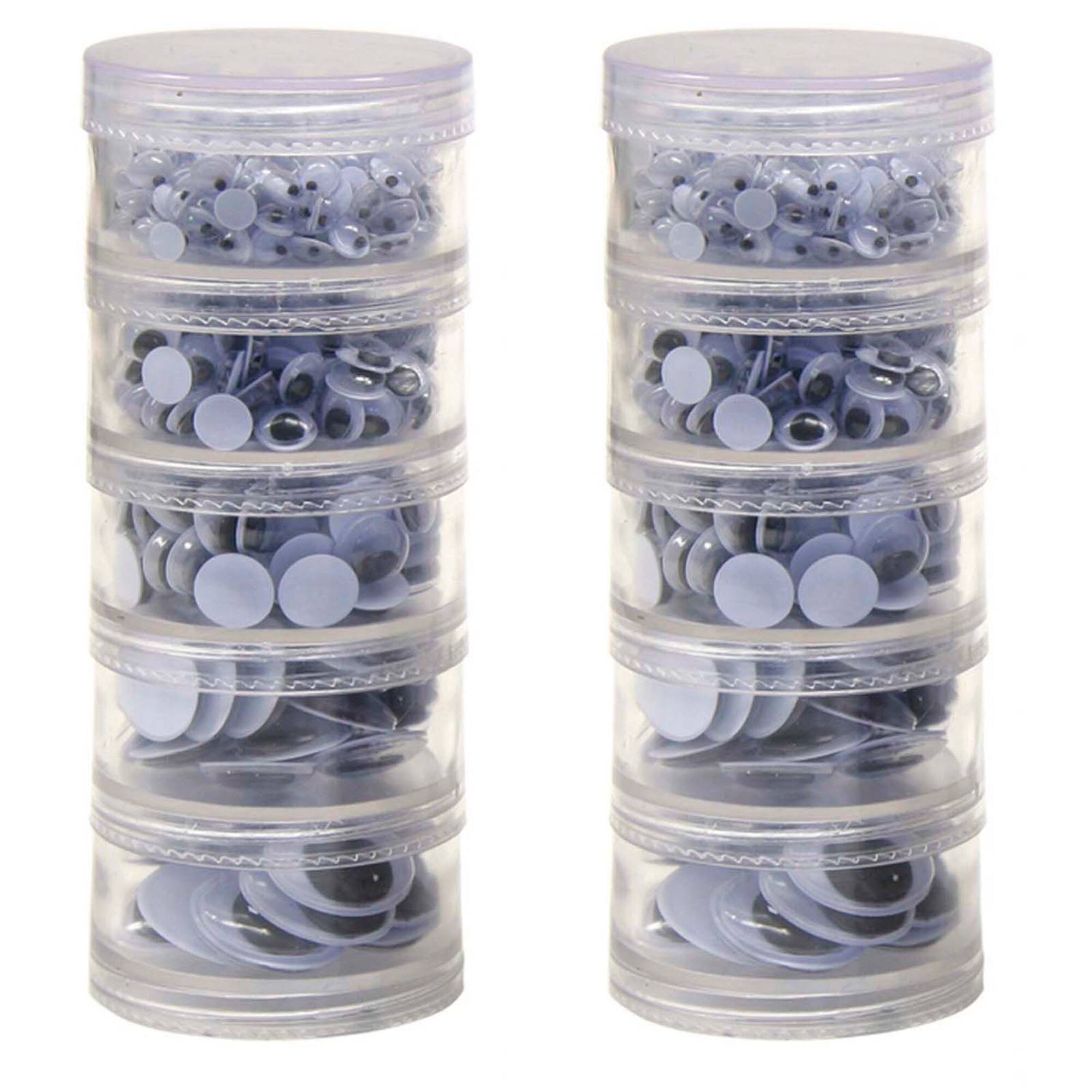 Creativity Street® Black Round & Oval Shaped Wiggle Eyes Storage Stacker, 2 Packs of 560